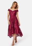 Goddiva Embroidered Lace Dress Wine XS (UK6)