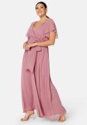 Goddiva Curve Flutter Sleeve Chiffon Maxi Curve Dress Lavender 46 (UK1...