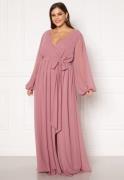 Goddiva Curve Long Sleeve Chiffon Maxi Curve Dress Dusty Pink 44 (UK16...