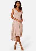 Goddiva Glitter High Low Midi Dress Nude XS (UK8)