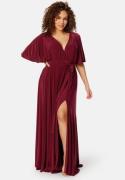 Goddiva Curve Flutter Sleeve Maxi Dress Berry 44 (UK16)