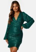 Bubbleroom Occasion Sparkling Wrap Dress Dark green 4XL