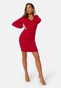 BUBBLEROOM Rudina Puff Sleeve Short Dress Red XS