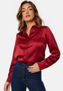 VILA Sateen L/S Shirt Red Dahlia Detail Co 38
