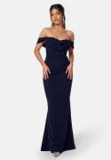 Goddiva Off Shoulder Maxi Dress Navy L (UK14)