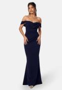 Goddiva Off Shoulder Maxi Dress Dark blue L (UK14)