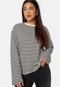 Pieces Sadie LS Top Cloud Dancer Stripe: L