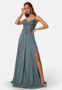 Christian Koehlert Chiffon Rhinestone Evening Dress Green blue 38