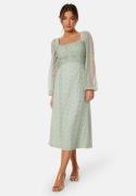 Bubbleroom Occasion Ruched L/S Midi Dress  Aqua 42