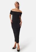 BUBBLEROOM Off Shoulder Midi Dress Black L