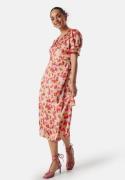 VILA Naria S/S Wrap Midi Dress Poppy Red AOP:Poppy 42