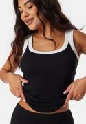 BUBBLEROOM Contrast Rib Tank Top Black L