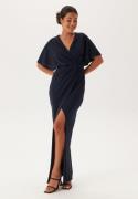 Bubbleroom Occasion Wrap Slit Maxi Dress Dark blue 40