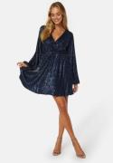 Bubbleroom Occasion Sequin Balloon Sleeve Dress Dark blue XL