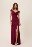 Bubbleroom Occasion Twist Off Shoulder Gown Dark green XS