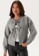 VERO MODA Vmbow Ls O-neck Tie Cardigan Medium Grey Melange XS