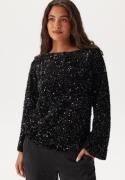 VILA Vifaith Boat Neck L/S SEQUIN T Black Beauty Detail:black Beau S