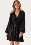 Bubbleroom Occasion Sequin Balloon Sleeve Dress Black S