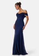 Goddiva Chiffon Off Shoulder Maxi Dress Navy S (UK10)