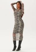 BUBBLEROOM Mesh Midi Dress Snake print S