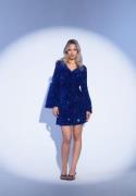 VILA Vibarina Glitter Dress Navy Blazer Detail:SEQUINS M