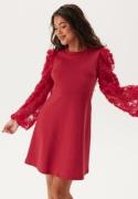 Happy Holly 3D Floral Sleeve Short Dress Red 40/42