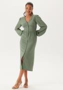 BUBBLEROOM Structure Button Midi Dress Dusty green L