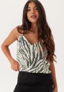 BUBBLEROOM  V-neck Shimmer Strap Singlet  Zebra L