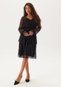 Happy Holly Tiered Puff Sleeve Lace Midi Dress Black 52/54