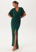 Bubbleroom Occasion Wrap Slit Maxi Dress Dark green XL