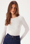 TOMMY JEANS Tjw Slim Pointelle Rib Tee Ls YBL Ecru XS