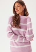 VILA Viril Mockneck L/S Knit Rib Top Winsome Orchid/White Alyssum XXL