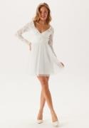 Bubbleroom Occasion 3D Flower L/S Lace Dress White 32