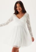 Bubbleroom Occasion 3D Flower L/S Lace Dress White 34