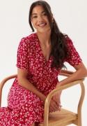 Happy Holly Evie Puff Sleeve Midi Wrap Dress Red/Patterned 48/50