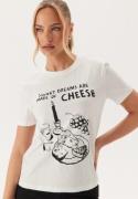 ONLY Onlpenny Life Reg S/S FOOD TOP Bright White Print:cheese L