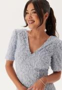 Bubbleroom Occasion Short Sleeve 3D Floral Gown Dusty blue 44