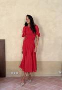 Bubbleroom Occasion CC Puff Sleeve Smock Dress Red 46