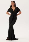 Goddiva Multi Tie Fishtail Maxi Dress Black XXS (UK6)