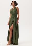 Goddiva Multi Tie Maxi Dress Split Olive XS (UK8)