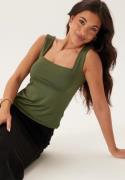 BUBBLEROOM Square Neck Top Dark green S