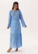 BUBBLEROOM Scalloped Lace Edge Maxi Skirt Light blue S