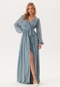 Goddiva Long Sleeve Chiffon Dress Air Force Blue S L (UK14)