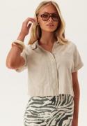 Pieces Onlcaro S/S LINEN BL BOXY SHIR Pumice Stone S