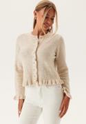 Pieces Pclydia Ls Frill Knit Cardigan Birch Detail:Melange XL