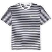 T-paidat & Poolot Lacoste  T-Shirt Heavy Cotton Striped - Blanc/Bleu M...