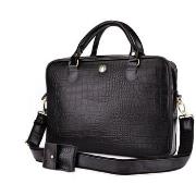 Tietokonelaukku Solier  Torba Na Laptop Skórzana Czarny Croco Fl24 Ven...