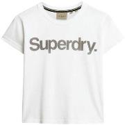 Lyhythihainen t-paita Superdry  T-shirt  Core Logo City blanc ajusté  ...