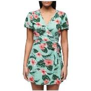 Lyhyt mekko Superdry  Robe portefeuille  imprimée manches courtes mult...