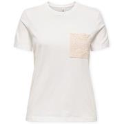 Lyhythihainen t-paita Only  Top Enja Life Pocket - Cloud Dancer  EU M